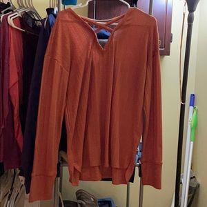 Size Medium crisscross front long sleeve sweater